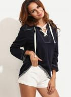 Oasap Fashion Lace-up Long Sleeve Pullover Hoodie