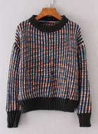 Oasap Round Neck Colorful Striped Sweater