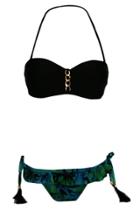 Oasap Fashion Multi Print Halter Design Two Piece Swimsuit Bikini
