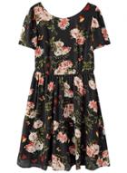 Oasap Women's Short Sleeve Floral Print Back Cutout Dress