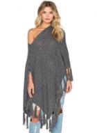 Oasap Single Breasted V Neck Heathered Sweater With Tassels