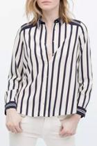 Oasap Appealing Long Sleeve Stripe Print Shirt