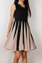 Oasap Chic Color Block Pleated Dress