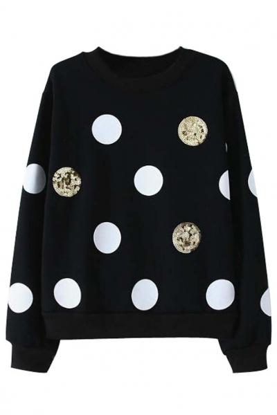 Oasap Stylish Polka Dot Sweatshirt