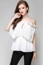 Oasap Sweet Halter Neck Off Shoulder Chiffon Blouse