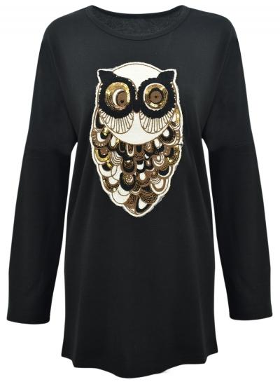 Oasap Women's Owl Print Batwing Sleeve Pullover Knitted Sweater