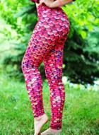Oasap Dri-fit Fish Scale Printed Sports Ankle Leggings