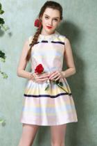 Oasap Wishful Stripe Print Sleeveless Pleated Dress