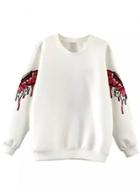 Oasap Women's Butterfly Graphic Long Sleeve Knit Sweatshirt