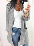 Oasap Long Sleeve Open Front Knitted Loose Cardigan
