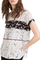 Oasap Women's Fashion Floral Print Short Sleeve Chiffon Blouse