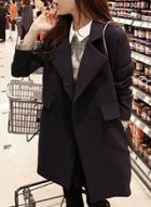 Oasap Fashion Solid Long Sleeve Woolen Trench Coat