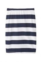Oasap Blue White Stretch-knit Striped Medi Pencil Skirt
