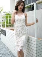 Oasap Spaghetti Strap Lace Skinny Dress