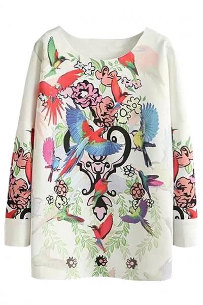 Oasap Epic Floral Pattern Drop Sleeves Tunic