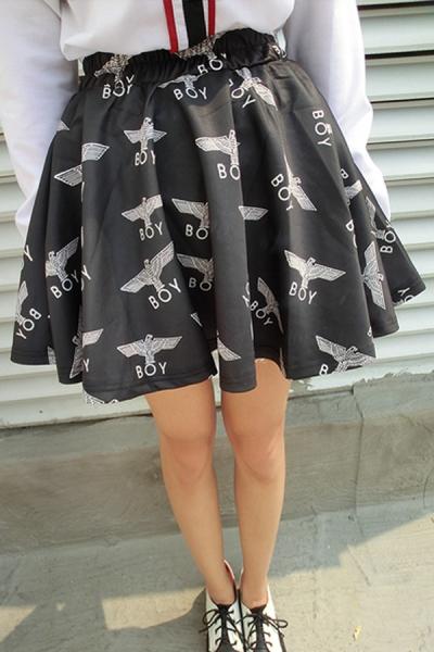 Oasap Eagle Print A-line Skirt