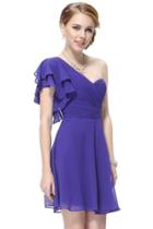 Oasap Fashion Ruffles Ruched Bust Short Blue Juniors Homecoming Dress