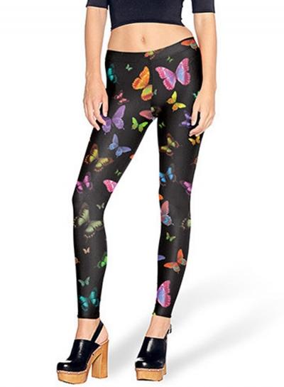 Oasap Fashion Butterfly Print Skinny Leggings