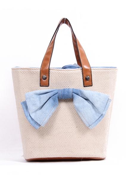 Oasap Bow-knot Drawstring Plaited Shoulder Bag