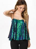 Oasap Fashion Spaghetti Strap Sequins Sparkle Tank