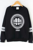 Oasap Black Punk Fleece Sweatshirt