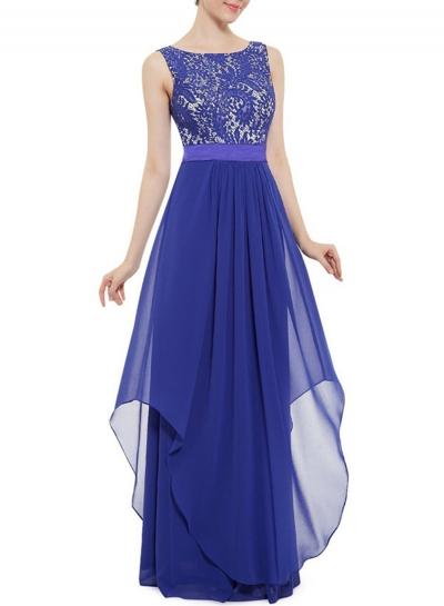 Oasap Sleeveless Lace Irregular Maxi Prom Dress