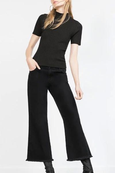 Oasap Vintage Loose Fit Frayed Boot Cut Pants