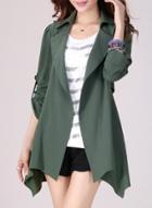 Oasap Turn Down Collar Long Sleeve Solid Color Slim Fit Coat