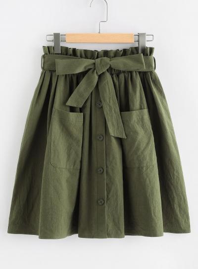 Oasap Fashion Bow Tie Waist A-line Skirt