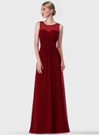 Oasap Round Neck Sleeveless Solid Color Maxi Prom Dress