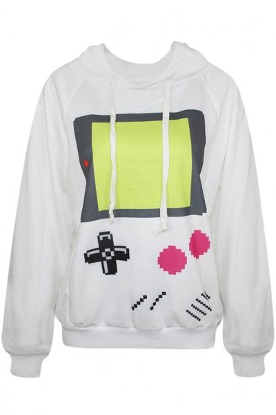 Oasap Fashion Printing Drawstring Hooded Sweatshirt