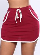 Oasap Sexy Striped Spicing Elastic Waist Lace-up Skirt With Pockets