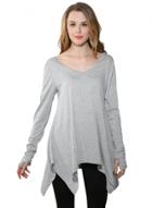 Oasap Asymmetric Design Finger Sleeve Solid Color Tee Shirt
