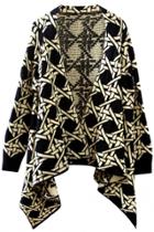 Oasap Chic Geo-printing Open Front Cardigan