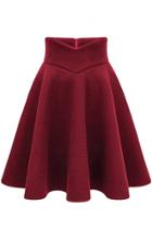 Oasap Elegant Solid Color A-line High Waist Pleated Skirt