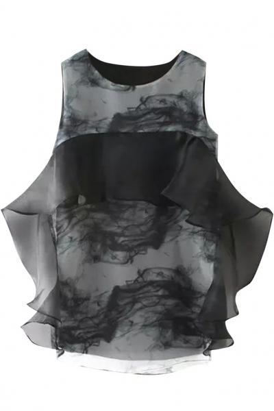 Oasap Dreamlike Pattern Sleeveless Mini Dress