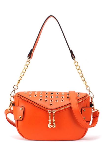 Oasap Stud Embellished Zipped Shoulder Bag