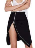 Oasap Fashion Front Zip Irregular Skirt