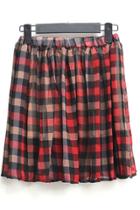 Oasap Scotland Pattern Plaid Chiffon Skirt