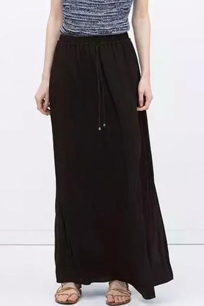 Oasap Elegant Solid Color Split Maxi Skirt
