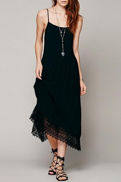 Oasap Chic Lace Paneled Spaghetti Strap Dress