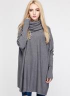 Oasap High Neck Long Sleeve Loose Fit Knit Solid Sweater