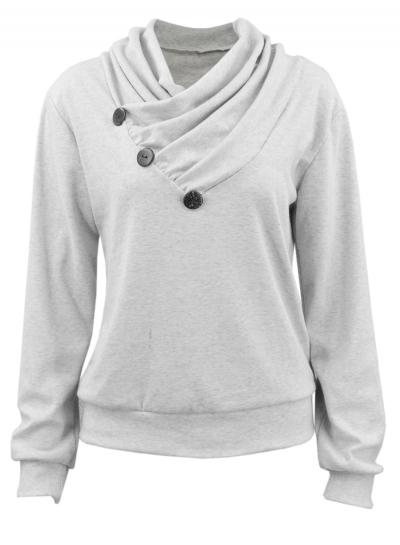 Oasap Women's Casual Heap Collar Long Sleeve Pullover Sweatshirt