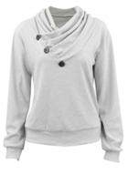 Oasap Women's Casual Heap Collar Long Sleeve Pullover Sweatshirt