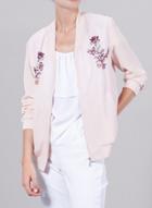 Oasap Women's Floral Embroidery Zip Front Coat