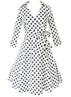 Oasap Women's Vintage Polka Dot Print Stand Collar A-line Dress