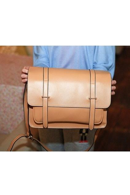 Oasap Sweet Simple Double Straps Detail Messenger Bag