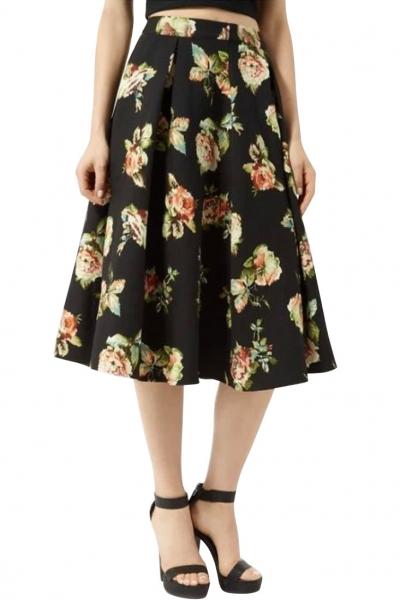 Oasap Demure Floral Medi Skirt
