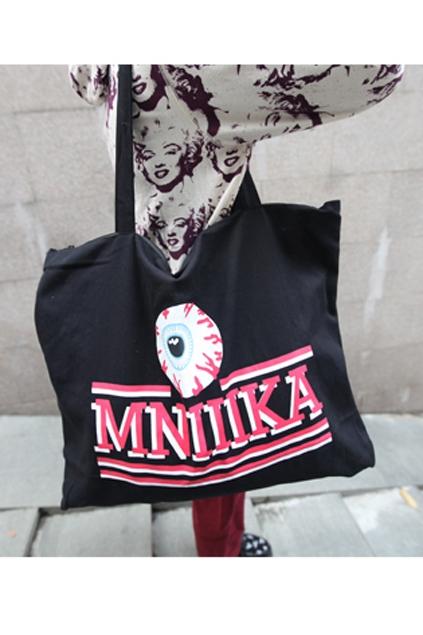 Oasap Cartoon Print Zipped Shoulder Bag