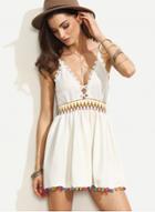 Oasap V Neck Sleeveless A-line Dress With Pompon